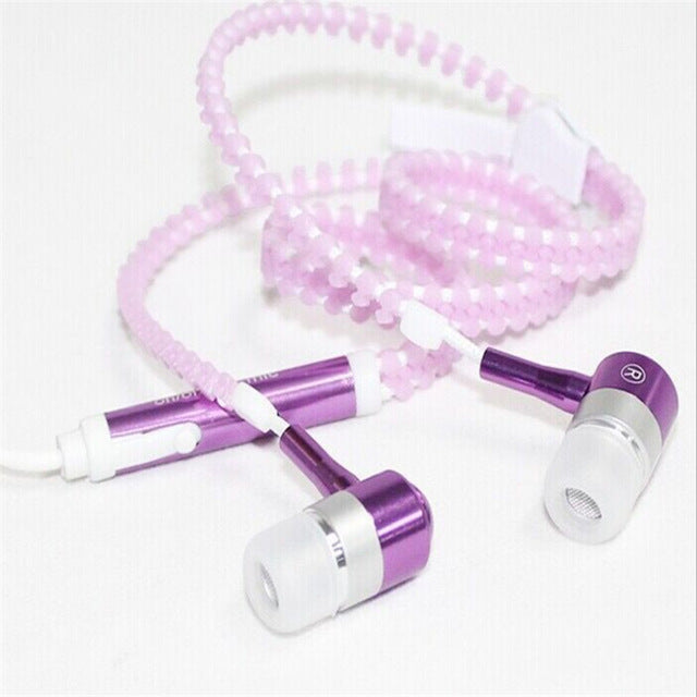 Glow In The Dark Zipper Mic Earphones